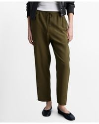 Mango - Elastic Waist Flowy Trouser Pants - Lyst