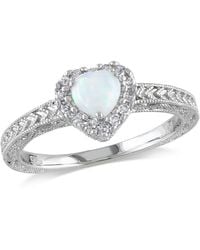 Macy's - Opal And Diamond Halo Heart Ring - Lyst