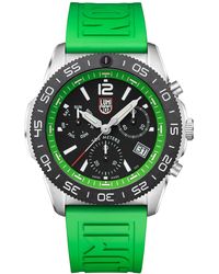 Luminox - Swiss Chronograph Pacific Diver Green Rubber Strap Watch 44mm - Lyst