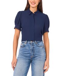 Cece - Scallop Button-down Short-sleeve Top - Lyst