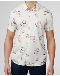 Ben Sherman - Linear Floral Print Short Sleeve Shirt - Lyst