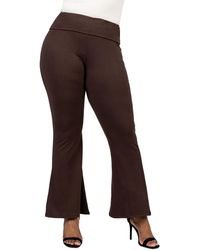 24seven Comfort Apparel - Plus Size Bell Bottom Foldover Waist Pants - Lyst