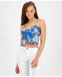 Guess - Maia Printed Sleeveless Corset Top - Lyst