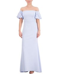 Eliza J - Off-the-shoulder Imitation Pearl Puff-sleeve Gown - Lyst