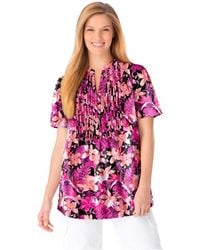 Woman Within - Plus Size Pintucked Half-button Tunic - Lyst