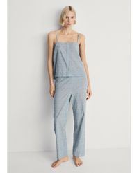 Mango - Cotton Striped Woven Seersucker Pajama Pants - Lyst
