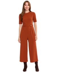 London Times - Tab-waist Cropped Jumpsuit - Lyst