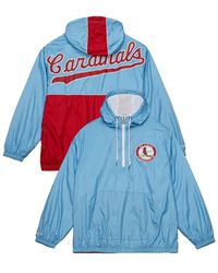 Mitchell & Ness - St. Louis Cardinals Team Og 2.0 Anorak Half-zip Windbreaker Hoodie Jacket - Lyst