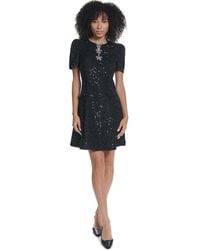 KARL LAGERFELD - Sequin Tweed A-line With Bow Detail Dress - Lyst