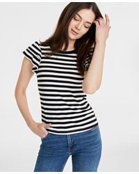 On 34th - Flutter-sleeve Ribbed Top - Lyst