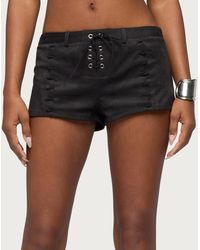 Edikted - Sloane Faux Suede Micro Shorts - Lyst