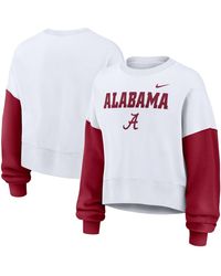 Nike - Alabama Crimson Tide Color Block Oversized Cropped Pullover Sweatshirt - Lyst