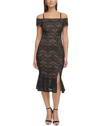 Guess - Lace Off-the-shoulder Midi Dress - Lyst