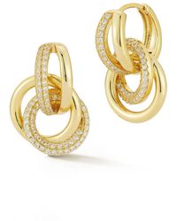 Rachel Zoe - 14k Plated Sterling Silver Pave Interlocking Hoop Earrings - Lyst