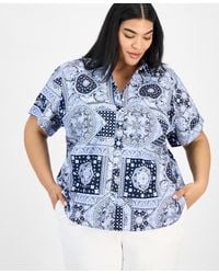 Tommy Hilfiger - Plus Size Cotton Patchwork-print Camp Shirt - Lyst