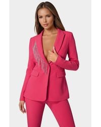 Bebe - Rhinestone Fringe Tailored Blazer - Lyst