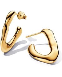 PANDORA - 14k Gold-plated V-shaped Open Hoop Earrings - Lyst