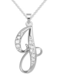 Macy's - Diamond J Initial 18" Pendant Necklace (1/10 Ct. T.w. - Lyst