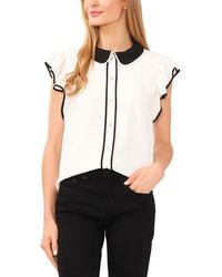 Cece - Contrast Trimmed Flutter Sleeve Blouse - Lyst