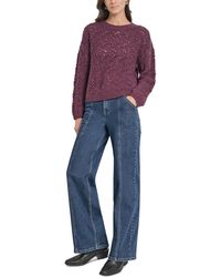 DKNY - Petite Pointelle Crewneck Sweater - Lyst