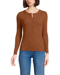 Lands' End - Drapey Rib Fitted Long Sleeve Henley T-shirt - Lyst