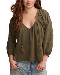 Lucky Brand - Cotton Textured Peasant Blouse - Lyst