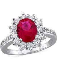 Macy's - Gemstone & Diamond Accent Halo Ring - Lyst