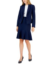 Le Suit - Crepe Button-front Flounce Skirt Suit - Lyst
