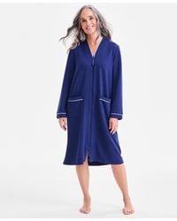 Charter Club - Quilt-embossed Velour Zip-front Robe - Lyst