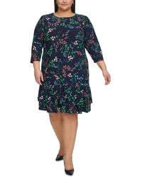 Tommy Hilfiger - Plus Size Printed 3/4-sleeve Jersey Shift Dress - Lyst