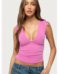 Edikted - Cady V-neck Ruched Tank Top - Lyst