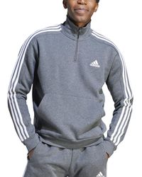 adidas - Essentials Fleece 3-stripes Quarter-zip Sweatshirt - Lyst