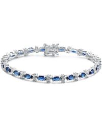 Genevive Jewelry - Sterling Silver White Gold Plated Colored Marquise Cubic Zirconia Tennis Bracelet - Lyst