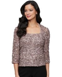 Alex Evenings - Petite Square-neck 3/4-sleeve Lace Top - Lyst