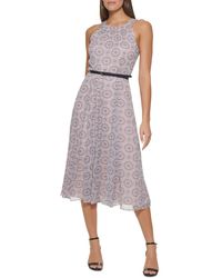 Tommy Hilfiger - Printed Belted Midi Dress - Lyst
