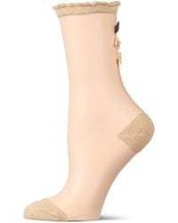 Memoi - Triple Bow Back Sheer Crew Socks - Lyst