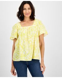 Style & Co. - Petite Cotton Paisley Bloom Square-neck Top - Lyst