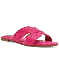 Dolce Vita - Geeya Raffia Criss Cross Strap Flat Slide Sandals - Lyst