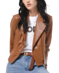 Michael Kors - Michael Leather Moto Jacket, Regular & Petite Sizes - Lyst