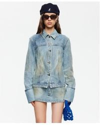 Lioness - The Bronx Spread Collar Button-front Cotton Denim Jacket - Lyst