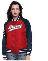 Starter - Â Red/navy Atlanta Braves Home Run Full-snap Varsity Jacket - Lyst