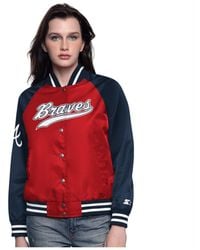 Starter - Â Red/navy Atlanta Braves Home Run Full-snap Varsity Jacket - Lyst