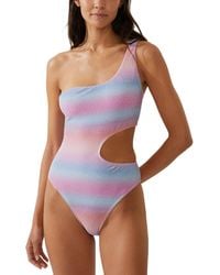 Cotton On - Glitter Ombre Cutout One-shoulder One-piece Swimsuit - Lyst