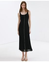 Mango - Contrasting Stitching Detail Knit Dress - Lyst