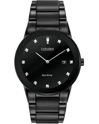 Citizen Men's Eco-drive Axiom Diamond Accent Black Ion-plated Stainless Steel Bracelet Watch 40mm Au1065-58g