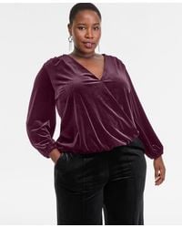 INC International Concepts - Plus Size Velvet V-neck Top - Lyst