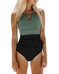 CUPSHE - Tummy Control Cutout High Neck One Piece Swimsuit - Lyst