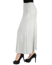 24seven Comfort Apparel - Elastic Waist Solid Color Maxi Skirt - Lyst