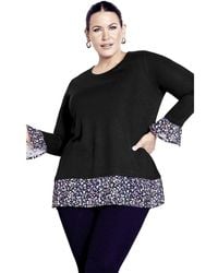 Avenue - Plus Size Hacci Chiffon Print Top - Lyst