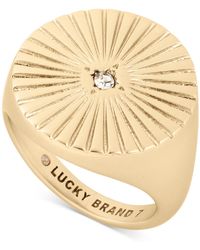 Lucky Brand Gold-tone Pavé Radial-etched Signet Ring - Metallic